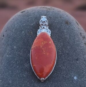 Orange Mojave Turquoise Stainless Steel Pendant